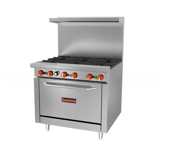 COCINA INDUSTRIAL AMERICANA SIERRA.6 QUEMADORES Y HORNO