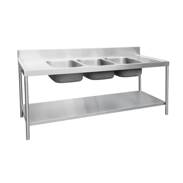 FREGADERO 3 TANQUES 1 ESTANTE INFERIOR 2,40 m