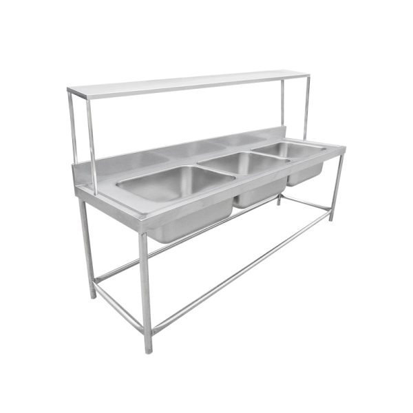 FREGADERO 3 TANQUES 1 ESTANTE AÉREO 1,80 m